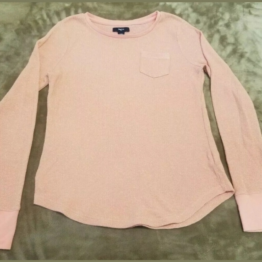 GAP GIRLS KNIT SHIRT WITH 1 POCKET  PEACH SZ 2XL